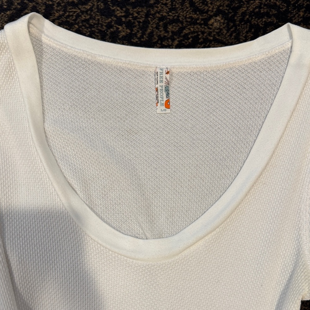 Free People Ivory Scoop Neck Sweater